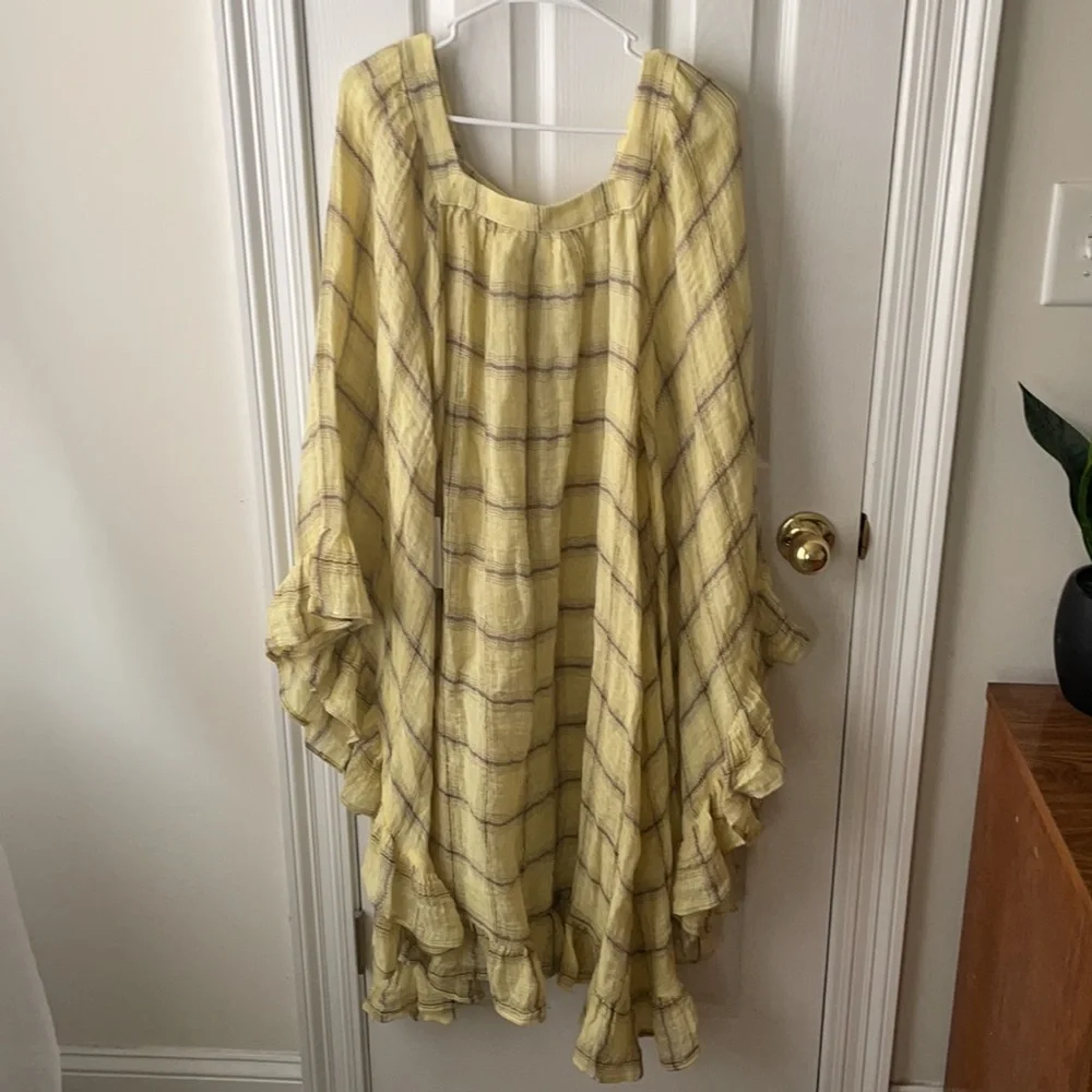 LISA MARIE FERNANDEZ Gathered Checked Linen-Blend Gauze Dress 2 - Picture 13 of 14